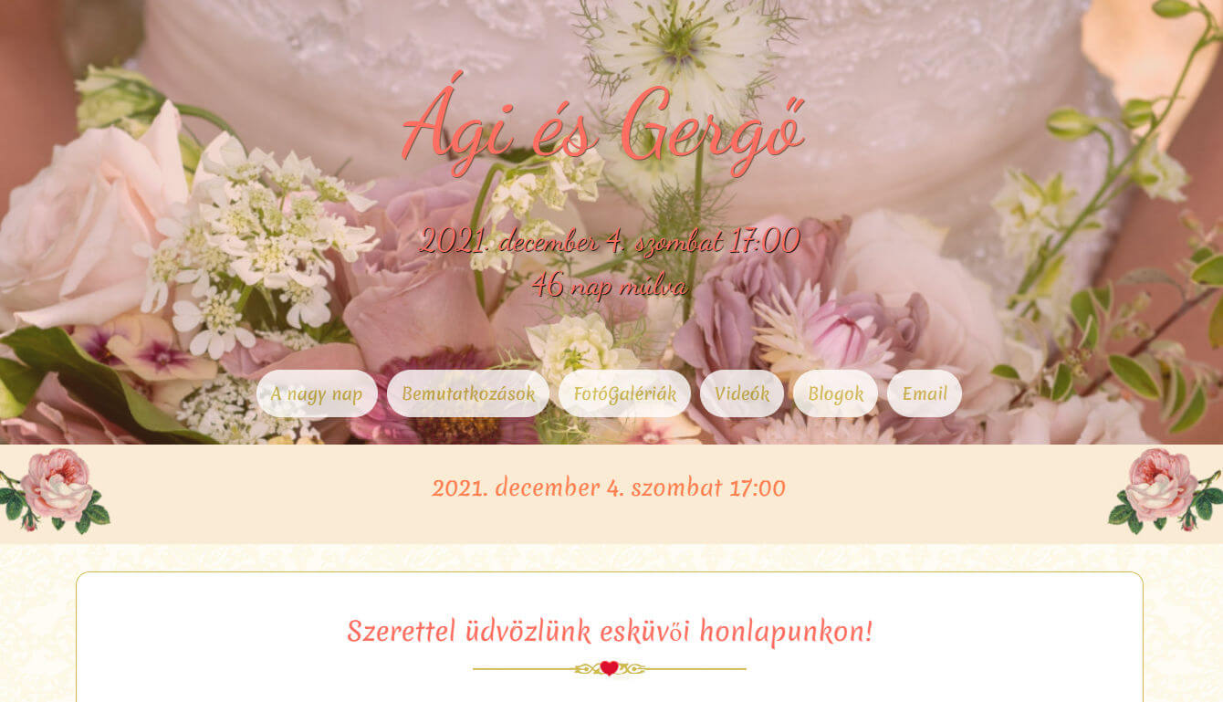 Esküvői honlap készítése